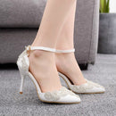 Rhinestone Stiletto Pointed Heel Women Shoes, Size:41(White)