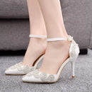 Rhinestone Stiletto Pointed Heel Women Shoes, Size:41(White)