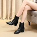 Autumn Winter Glitter Square Heel Pointed Low-Top Women Boots, Size:37(Black)