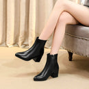 Autumn Winter Glitter Square Heel Pointed Low-Top Women Boots, Size:37(Black)