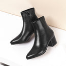 Autumn Winter Glitter Square Heel Pointed Low-Top Women Boots, Size:37(Black)