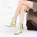Autumn Winter Glitter Square Heel Pointed Low-Top Women Boots, Size:37(Gold)