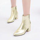 Autumn Winter Glitter Square Heel Pointed Low-Top Women Boots, Size:37(Gold)