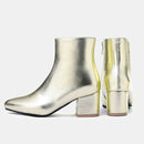 Autumn Winter Glitter Square Heel Pointed Low-Top Women Boots, Size:37(Gold)