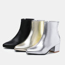Autumn Winter Glitter Square Heel Pointed Low-Top Women Boots, Size:37(Gold)