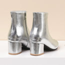 Autumn Winter Glitter Square Heel Pointed Low-Top Women Boots, Size:37(Silver)