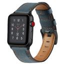 Vintage Oil Wax Cowhide Watch Band For Apple Watch 6&SE&5&4 44mm / 3&2&1 42mm(Bule)