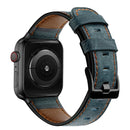 Vintage Oil Wax Cowhide Watch Band For Apple Watch 6&SE&5&4 44mm / 3&2&1 42mm(Bule)