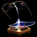 Solar 360 Degree Rotating Turntable Colorful Lights Glasses Display Stand(Silver)