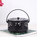 Creative Classical Fireproof Household Mosquito-Resistance Incense Tray Mosquito-repellent Incense Holder with Cover(Black)