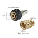Pressure Washer Accessories Quick Connect Car Wash Water Hose Quick Connection, Typle:14-3/8 Male + 14-3/8 Female