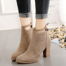 Women Shoes Suede Boots Pointed High Heels, Size:37(Black)