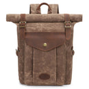 Outdoor Rucksack Retro Crazy Horse Leather Camera Backpack Waterproof School Bag(Coffee)