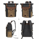Outdoor Rucksack Retro Crazy Horse Leather Camera Backpack Waterproof School Bag(Gray+Khaki)