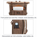 Outdoor Rucksack Retro Crazy Horse Leather Camera Backpack Waterproof School Bag(Gray+Khaki)