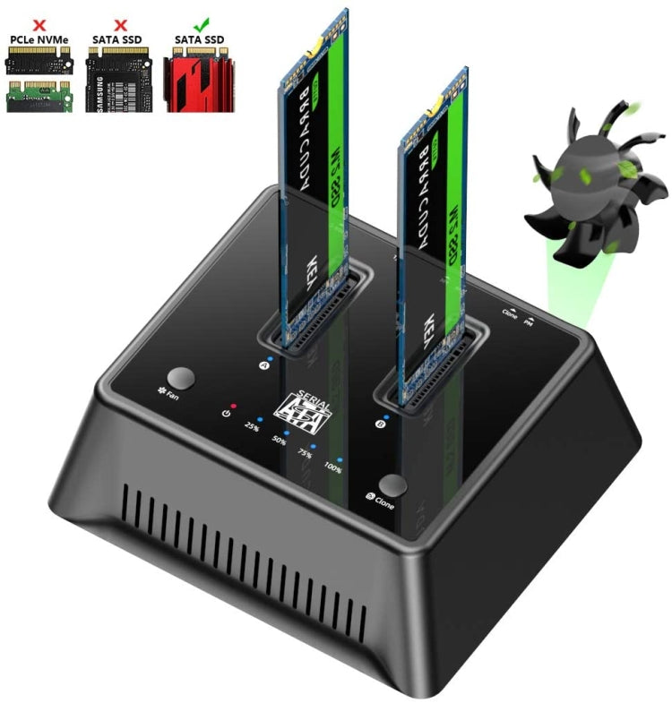 USB3.1 To M.2 SATA SSD Clone Docking Station External Hard Drive Enclosure