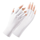2 Pairs Ladies Sunscreen Gloves Half Finger Ice Silk Gloves,Style: Cent Finger(White)