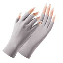 2 Pairs Ladies Sunscreen Gloves Half Finger Ice Silk Gloves,Style: Cent Finger(Gray)