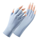 2 Pairs Ladies Sunscreen Gloves Half Finger Ice Silk Gloves,Style: Cent Finger(Blue)