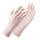 2 Pairs Ladies Sunscreen Gloves Half Finger Ice Silk Gloves,Style: Cent Finger(Pink)