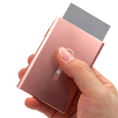 Metal Portable Push Card Case Ultra-thin Frosted Light Business Card Packing Box(Rose Gold)