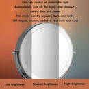 8 Inch Wall-Mounted Double-Sided Makeup Mirror LED Three-Tone Light Bathroom Mirror, Colour:USB Charging Silver(Five Times Magnification)
