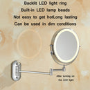8 Inch Wall-Mounted Double-Sided Makeup Mirror LED Three-Tone Light Bathroom Mirror, Colour:USB Charging Matte Gold(Five Times Magnification)