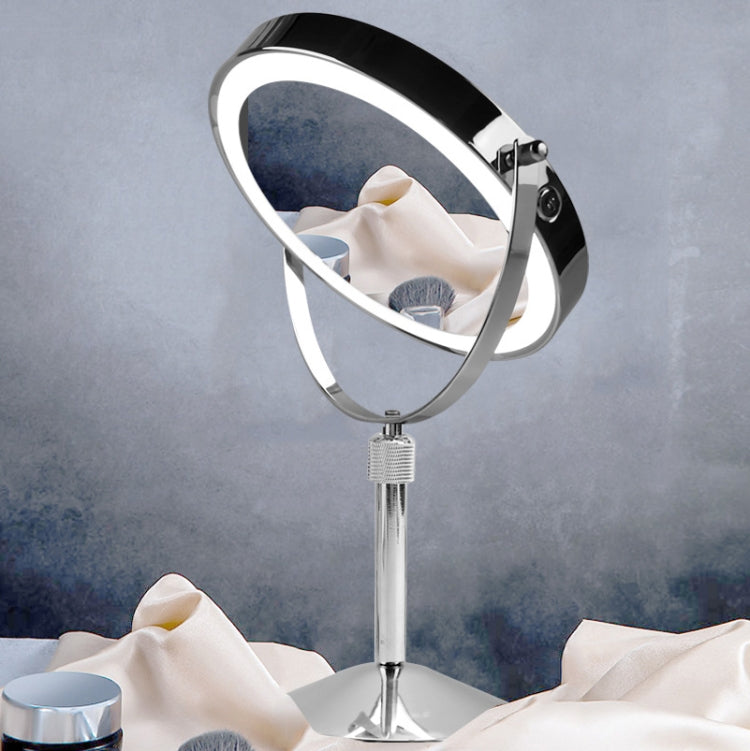 Desktop Double-SidedRound LED Luminous Makeup Mirror Liftable Magnifyi ...