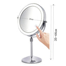 Desktop Double-SidedRound LED Luminous Makeup Mirror Liftable Magnifying Mirror, Specification:Plane + 5 Times Magnification(8-inch Battery Model)