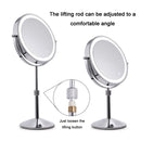 Desktop Double-SidedRound LED Luminous Makeup Mirror Liftable Magnifying Mirror, Specification:Plane + 5 Times Magnification(8-inch Battery Model)