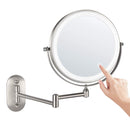8 Inch Wall-Mounted Double-Sided Makeup Mirror LED Three-Tone Light Bathroom Mirror, Colour:Battery Models Matte Nickel Color(Seven Times Magnification)
