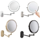 8 Inch Wall-Mounted Double-Sided Makeup Mirror LED Three-Tone Light Bathroom Mirror, Colour:USB Charging Black(Seven Times Magnification)