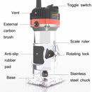 Woodworking Trimming Machine Multifunctional Electric Wood Milling Slotting Machine Engraving Tools US Plug, Material:720W Aluminum Body