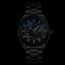 SKMEI 9194 Men Automatic Skeleton Mechanical Steel Band Watch (Golden Black Face)