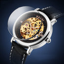 SKMEI 9229 Men Automatic Skeleton Mechanical Watch Thorough Bottom Student Watch(Silver Shell Blue Face)