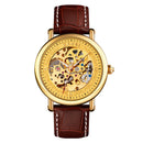 SKMEI 9229 Men Automatic Skeleton Mechanical Watch Thorough Bottom Student Watch(Gold Shell Gold Face)