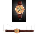 SKMEI 9229 Men Automatic Skeleton Mechanical Watch Thorough Bottom Student Watch(Gold Shell Black Face)