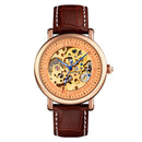 SKMEI 9229 Men Automatic Skeleton Mechanical Watch Thorough Bottom Student Watch(Rose Gold Shell Rose Gold Face)