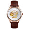 SKMEI 9209 Men Business Automatic Mechanical Watch Round Hollow Dial Leather Watchband Watch(Rose Gold Silver)