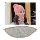 3 In 1 Female Winter Two-color Warm Woolen Cap Mask and Scarf, Size:Free Size(Off White)