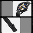 SKMEI 9199 Men Automatic Mechanical Watch Mesh Belt Gear Skeleton Watch(Golden Noodles)