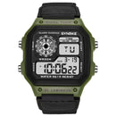SYNOKE 9619B Nylon Canvas Strap Luminous Waterproof Digital Watch(Green Head Black Belt)