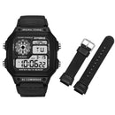 SYNOKE 9619B Nylon Canvas Strap Luminous Waterproof Digital Watch(Black Head Black Belt)