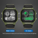 SYNOKE 9619B Nylon Canvas Strap Luminous Waterproof Digital Watch(Green Head Black Belt)