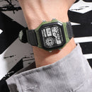 SYNOKE 9619B Nylon Canvas Strap Luminous Waterproof Digital Watch(Black Head Black Belt)