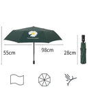 GD Daisy Vinyl Sunny And Rain Umbrella Anti-UV Shade Sunscreen Three Folding Umbrella((GD Daisy) Dark green automatic umbrella)
