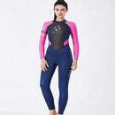 DIVE&SAIL WS-19481 One-piece Long-sleeved Warm Diving Suit Surfing Snorkeling Swimsuit, Size:S(Blue Red)