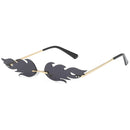 Flame Sunglasses Metal Frameless Street Fashion Sun Glasses(Gold Frame Gray Lens)