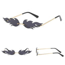 Flame Sunglasses Metal Frameless Street Fashion Sun Glasses(Gold Frame Gray Lens)