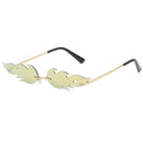 Flame Sunglasses Metal Frameless Street Fashion Sun Glasses(Gold Frame Pink Film)